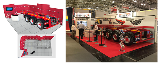 Dennison Trailers Exhibition Display. Design from 3d mockup to reality